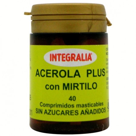 ACEROLA PLUS CON MIRTILO. INTEGRALIA. 40 comprimidos masticables.