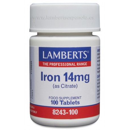 HIERRO 14 mg. (COMO CITRATO). LAMBERTS. 100 comprimidos.